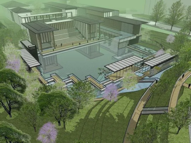 Sketchup Business Model | Multi story Clubhouse, Commercial Building, New Chinese Style