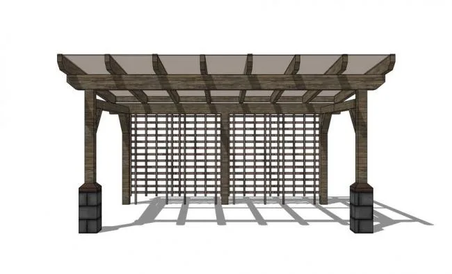 SketchUp Material Model: New Chinese-Style Corridor and Landscape Components