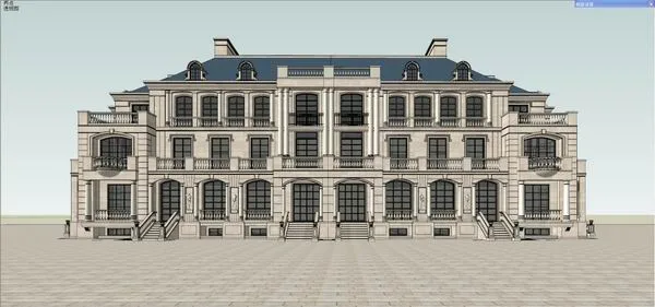 Classical Six-Row Villa Model in SketchUp