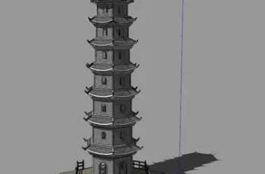 SketchUp Model of Ancient Chinese Architecture: Multi-Story Seven-Story Landscape Pagoda-BIM WORLD