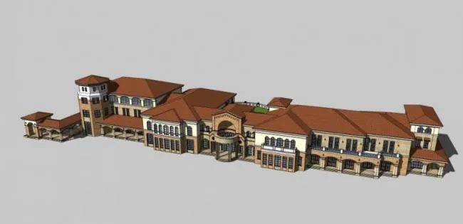 Sketchup Business Model | Multi story Commercial Street, Classical Style