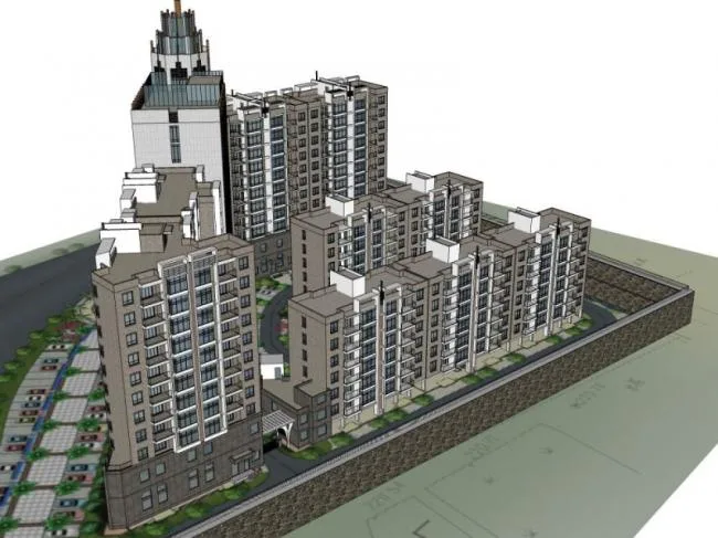 Sketchup Residential Model | High rise Residential Buildings, Modern Style