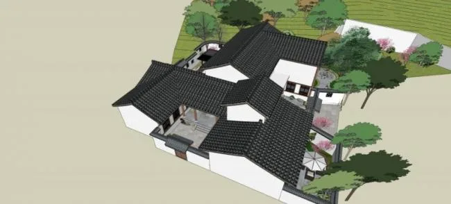 Sketchup Villa Model | Stacked Villa, Chinese Style