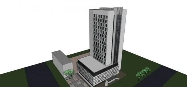 Modern High-Rise Hotel Model in SketchUp