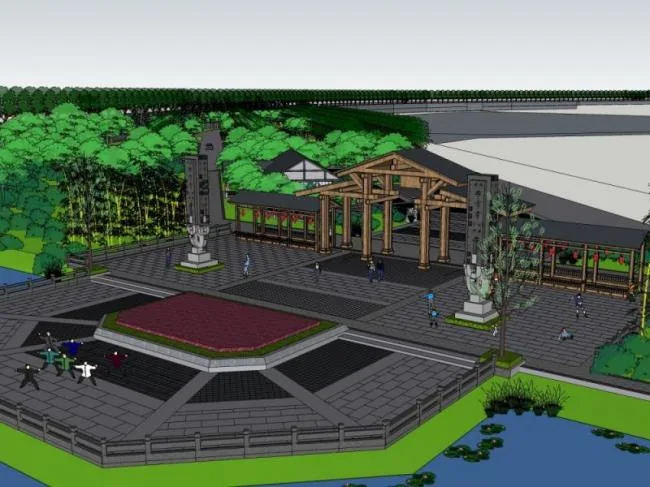 Sketchup Landscape Model | Park Landscape, Chinese Style
