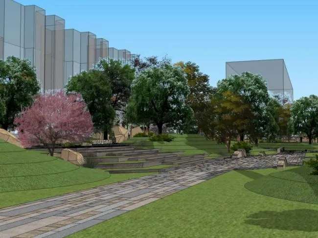 Sketchup Landscape Model | Community Landscape, Residential Landscape, Modern Style