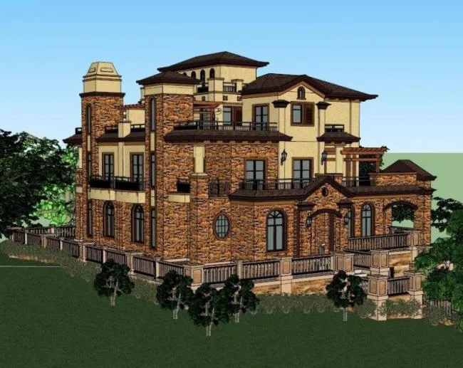 Sketchup Villa Model | Stacked Villa, Classical Style