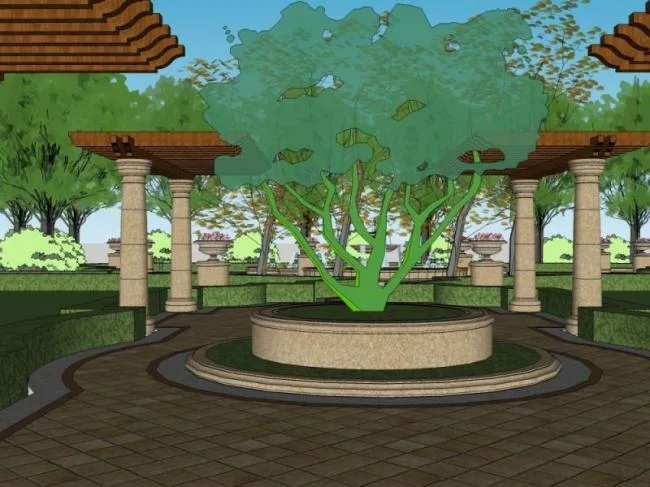 Sketchup Landscape Model | Landscape Axis, European Style, Classical Style
