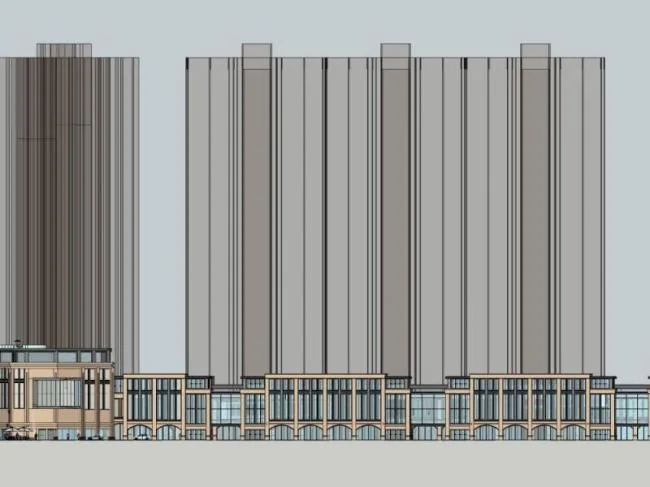 SketchUp Business Model: Simplified European-Style Multi-Story Commercial Pedestrian Street