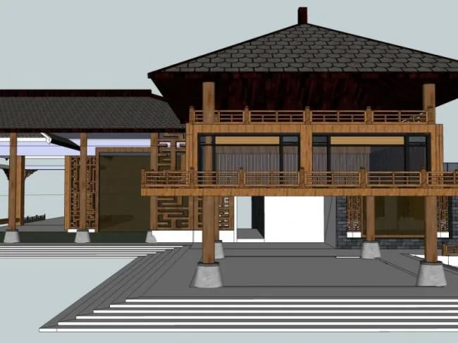 Sketchup Villa Model | Resort Villa, Modern Chinese Style