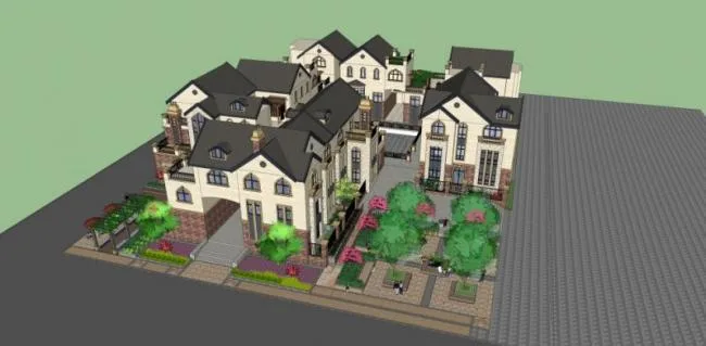 Sketchup Landscape Model | Community Landscape, Villa Landscape, Classical Style