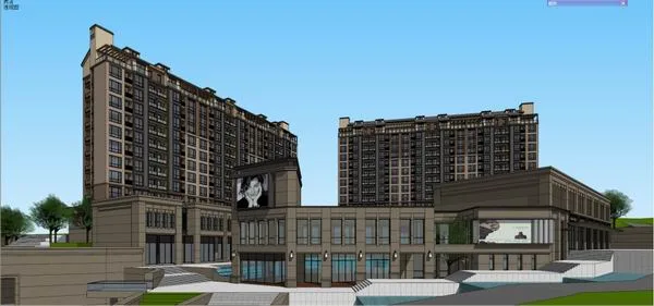 Sketchup Residential Model | High rise residential, ground floor commercial, European classical style