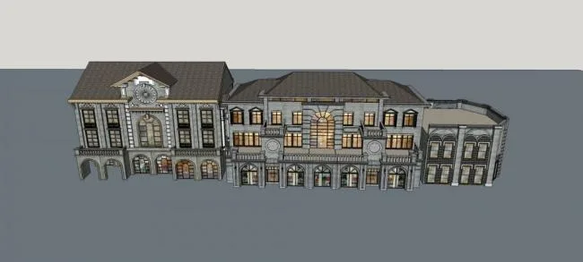 SketchUp Business Model: Multi-Story Commercial Street in Republic of China Style