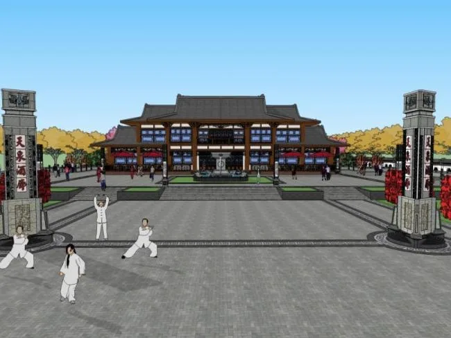 SketchUp Landscape Model | Entrance Square, Park Landscape, Chinese Style