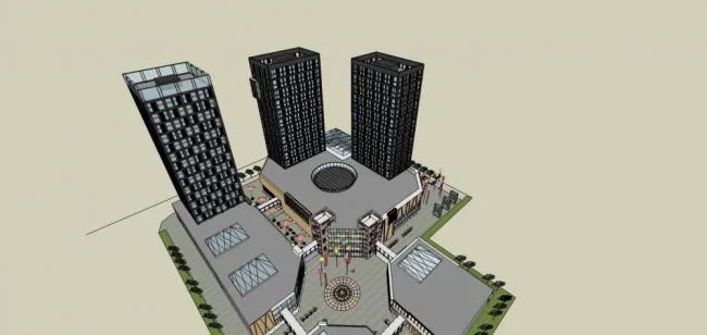 Sketchup Complex Model | High rise Commercial Complex, Office, Modern Style
