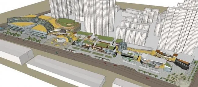 Sketchup Business Model | Multi story Commercial Pedestrian Street, Modern Style