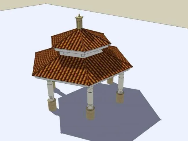 Sketchup Sketch Model | Pavilion Classical Style Sketch