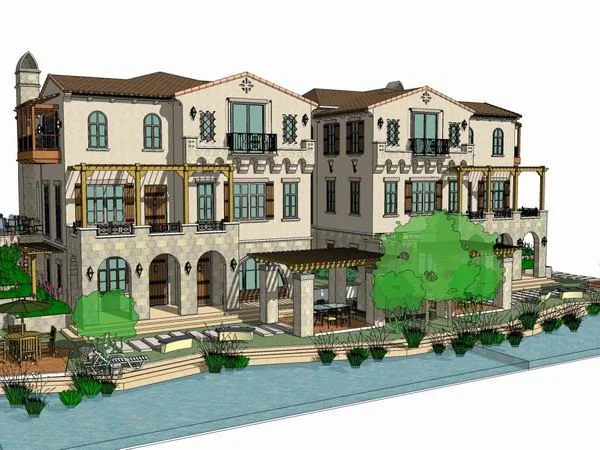 Sketchup Villa Model | Twin Villa, Classical Style