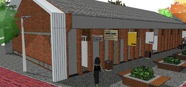 Sketchup Business Model | Low rise Commercial Street, Modern Style