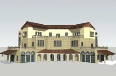 SketchUp Business Model: Multi-Story Commercial Building in Classical Spanish Style-BIM WORLD