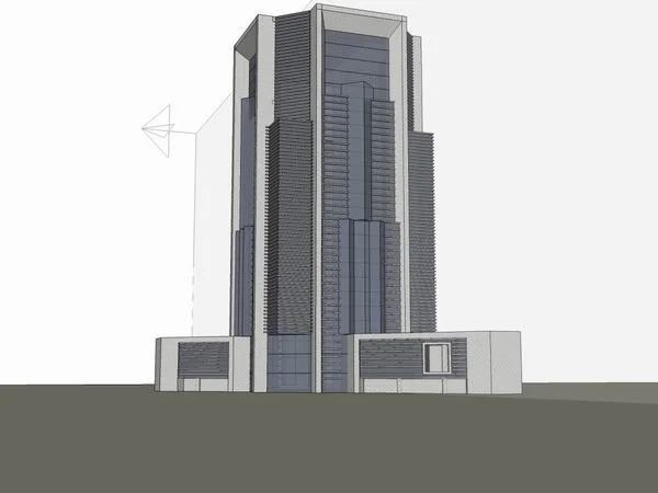 Modern High-Rise Office Building Model in SketchUp