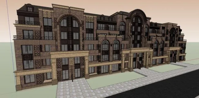 Sketchup Villa Model | Row Villa, Western Neoclassical, Garden Villa