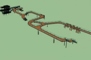 Modern Waterfront Corridor Landscape Design in SketchUp-BIM WORLD