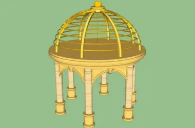 SketchUp Landscape Model: European Pavilion in Classical Style-BIM WORLD