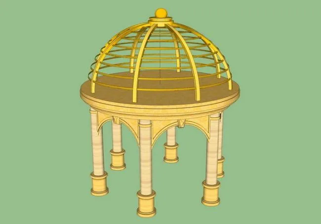 SketchUp Landscape Model: European Pavilion in Classical Style