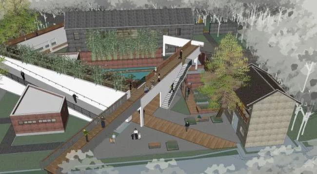 Sketchup Cultural Model | Multi story Visitor Center, New Chinese Style, Cultural Architecture