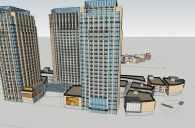 SketchUp Complex Model: Modern High-Rise Office and Commercial Building-BIM WORLD