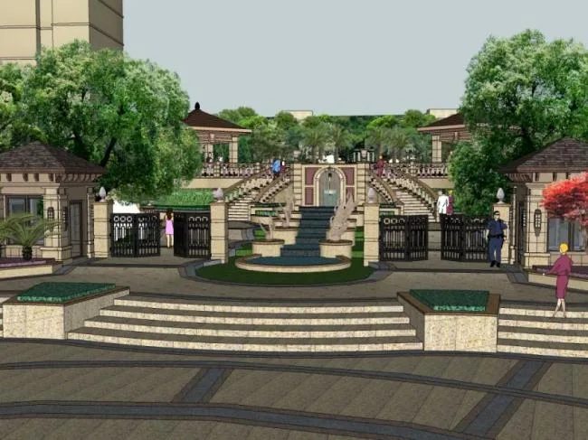 Sketchup Landscape Model | Community Landscape, Residential Landscape, European Style, Classical Style