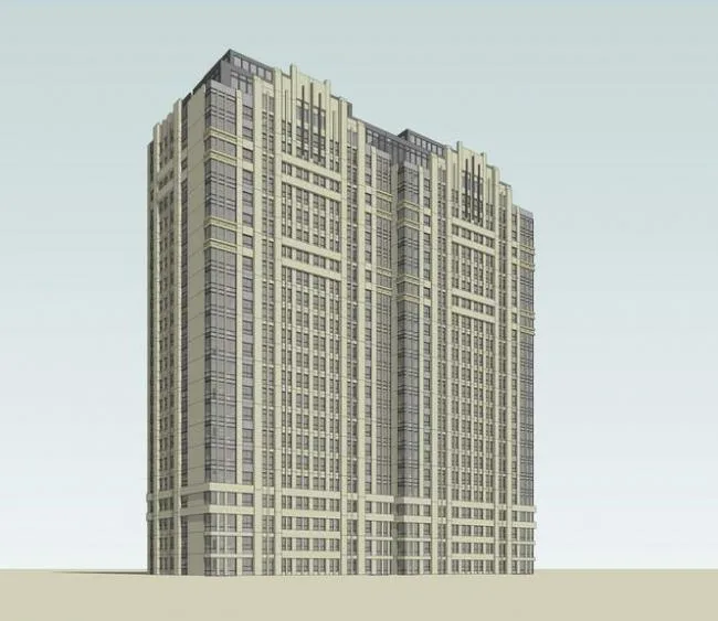 Sketchup Residential Model | High rise Residential Buildings, Artdeco Style, Residential Buildings