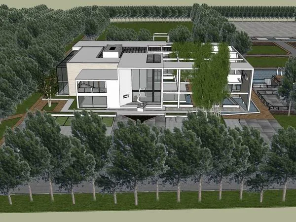 SketchUp Business Model: Multi-Level Eco-Friendly Modern Restaurant and Commercial Space