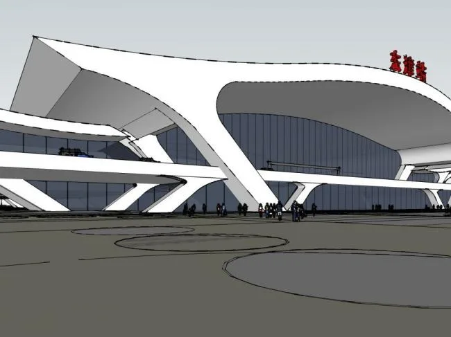 Sketchup Station Road and Bridge | Multi story High speed Railway Station, Transportation Architecture, Municipal Facilities, Modern Style