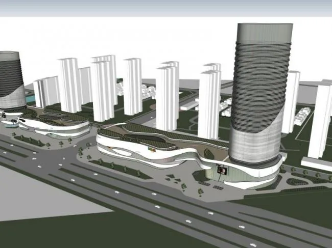 SketchUp Complex Model: Modern Super High-Rise Commercial and Hotel Development