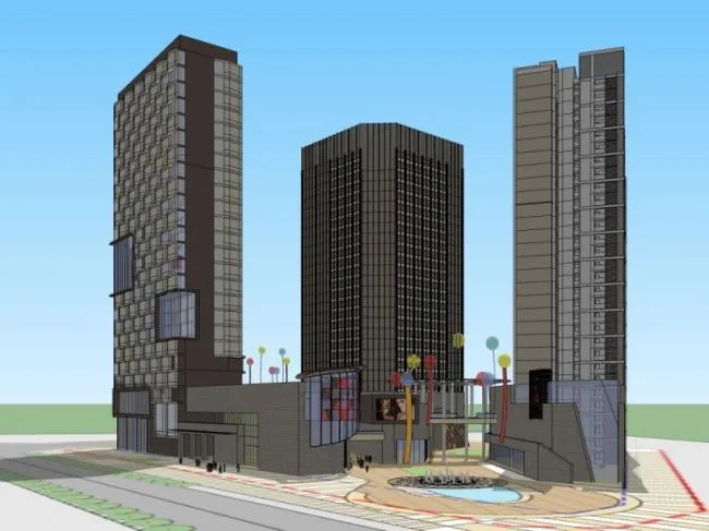 Sketchup Complex Model | Multi story Commercial Complex, Residential, Office, Modern Style