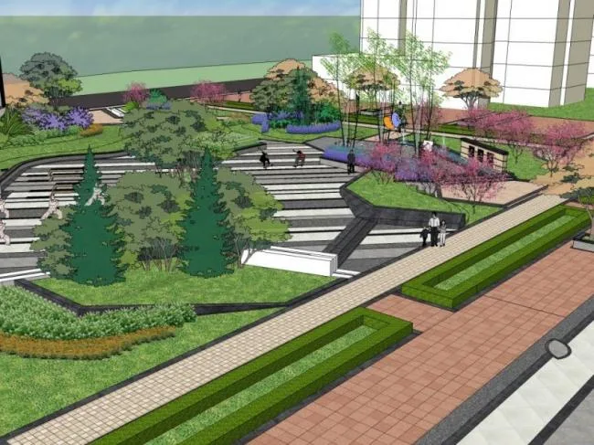 Sketchup Landscape Model | Park Landscape, Modern Style