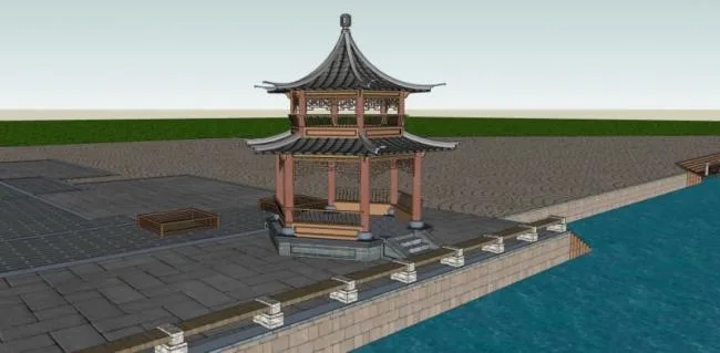 Sketchup Sketch Model | Pavilion, Chinese Style, Sketch