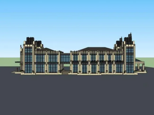 Sketchup Business Model | Multi story Commercial Club, Classical Style