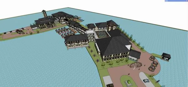 Sketchup Hotel Model | Multi story Resort Hotel, Southeast Asian Classical Style