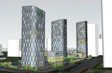SketchUp Model of a Modern Super High-Rise Commercial Complex Featuring Offices and Hotel-BIM WORLD