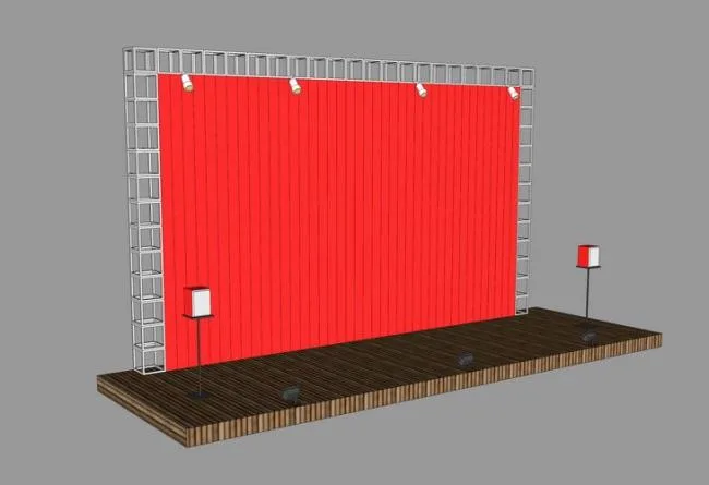 SketchUp Material Model: Outdoor Stage Background Wall Landscape Component