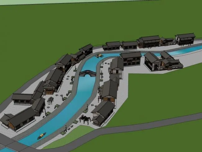 Sketchup Business Model | Multi story Commercial Street, Chinese Style