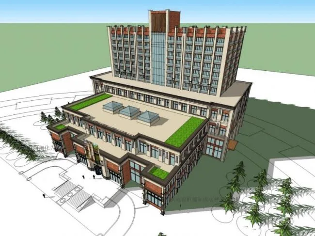 Sketchup Hotel Model | Multi story Hotel, Modern Style