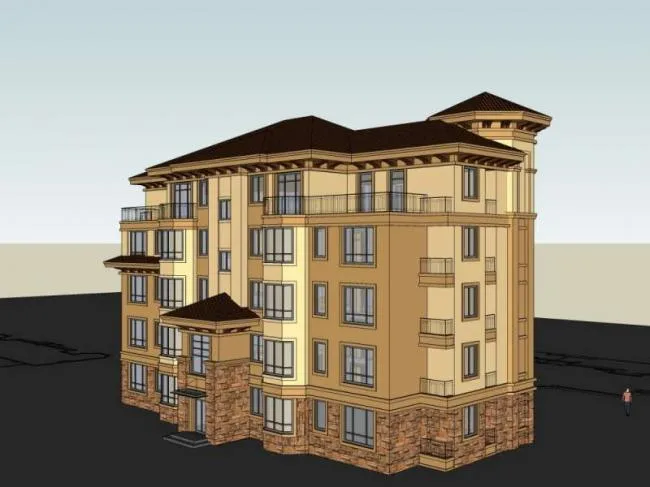 Sketchup Residential Model | Multi-story Residential Building, Classical Style