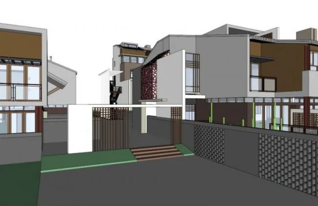 Sketchup Villa Model | Multi row and Stacked Villa Cluster, Modern Style