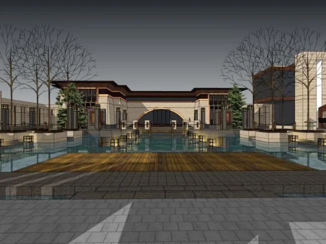 Sketchup Business Model | Low Level Clubhouse, Modern Style