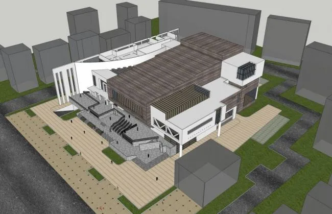 Sketchup Cultural Model | Multi story Theater, Grand Theater, Sports View, Cultural Architecture, Modern Style