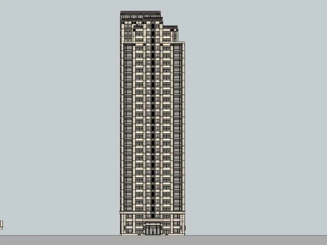 Sketchup Residential Model | Super High rise Residential Complex, Classical Style, 30 Floors